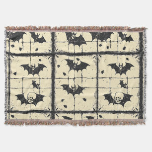 Vintage Halloween Bat Flight Pattern Throw Blanket