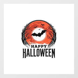 Vintage Halloween Bat Moon Engraving Design_1 Window Cling
