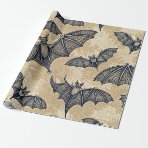 Vintage Halloween Bats Wrapping Paper
