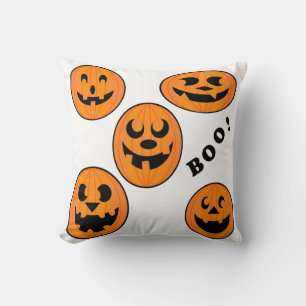 Vintage Halloween Black and Orange Bold Pumpkin Throw Pillow