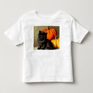 Vintage Halloween Black Cat and Pumpkins Toddler T-shirt