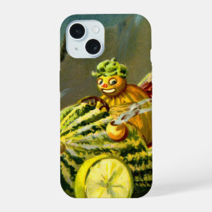 Vintage Halloween Black Cat and Witch iPhone 15 Case