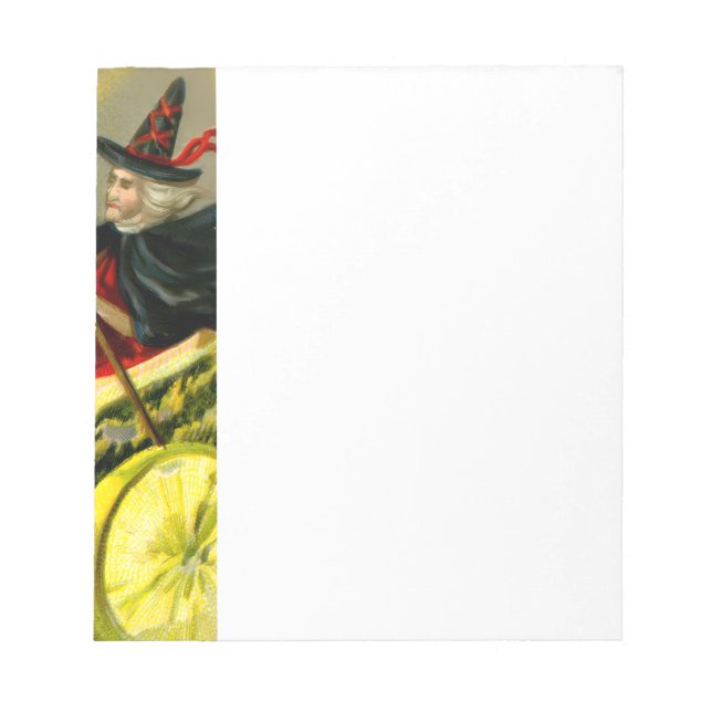 Vintage Halloween Black Cat and Witch Notepad (Front)