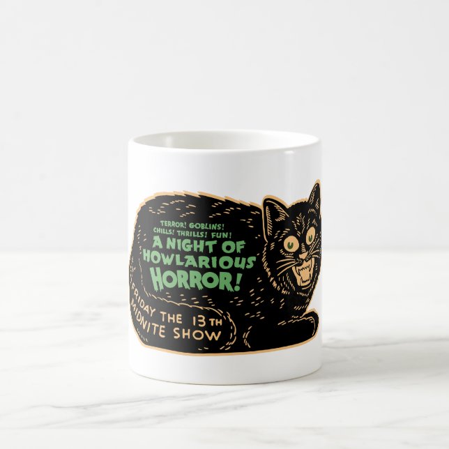 Vintage Halloween Black Cat Coffee Mug (Center)
