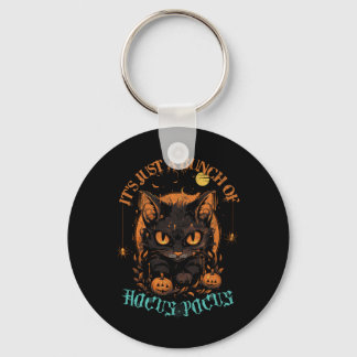 Vintage Halloween Black Cat It's Just A Bunch Of H Keychain
