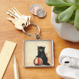 Vintage HALLOWEEN Black Cat Keychain