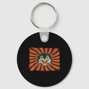Vintage Halloween Black Cat Lover Funny Retro Gift Keychain