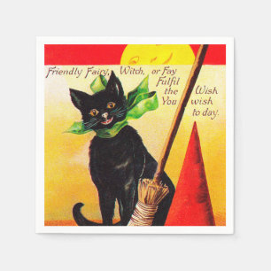 vintage Halloween black cat party Napkin