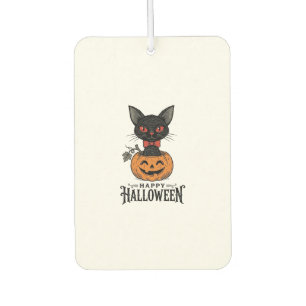 Vintage Halloween Black Cat Pumpkin Shirt Design_1 Air Freshener