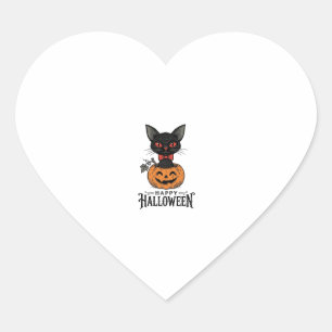 Vintage Halloween Black Cat Pumpkin Shirt Design_1 Heart Sticker