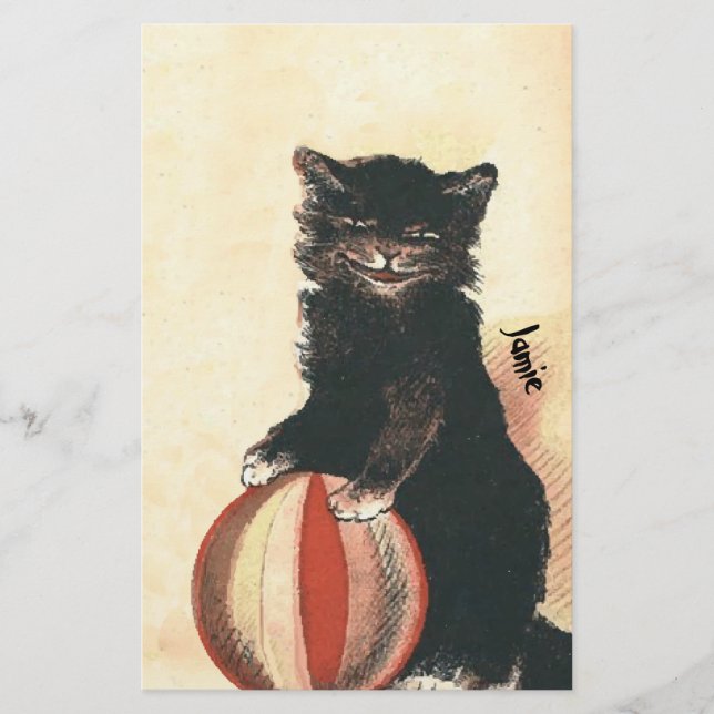 Vintage HALLOWEEN Black Cat Stationery (Front)