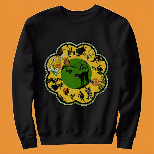 Vintage Halloween Black Cat Vintage Sweatshirt