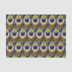 Vintage Halloween black cat witch party tissue Paper
