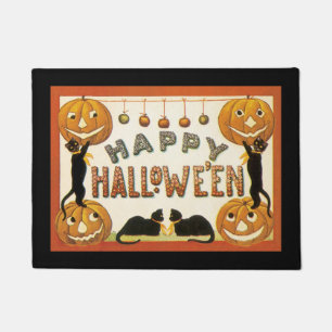 Vintage Halloween, Black Cats with Jackolanterns Doormat