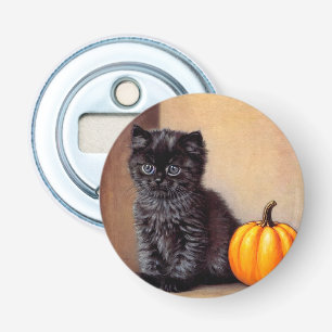Vintage Halloween Black Kitten Illustration Bottle Opener