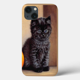 Vintage Halloween Black Kitten Illustration iPhone 13 Case