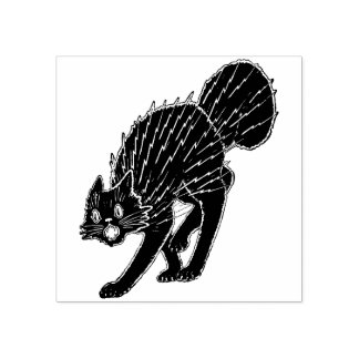 Vintage Halloween Black Scaredy Cat Stamp