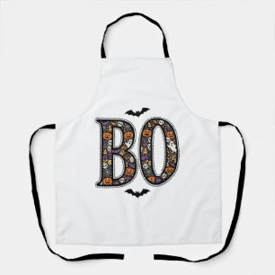 Vintage Halloween Boo Doodle Vector Design_1 Apron