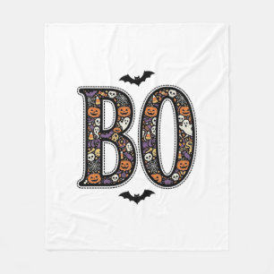Vintage Halloween Boo Doodle Vector Design_1 Fleece Blanket