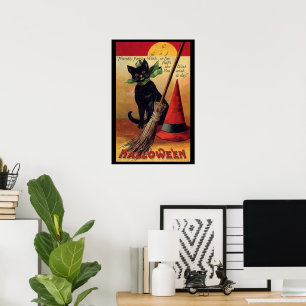 Vintage Halloween by Ellen Clapsaddle, Black Cat Poster