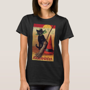 Vintage Halloween by Ellen Clapsaddle, Black Cat T-Shirt