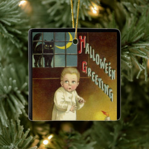 Vintage Halloween by Ellen Clapsaddle, Ghost Story Ceramic Ornament