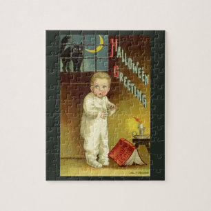 Vintage Halloween by Ellen Clapsaddle, Ghost Story Jigsaw Puzzle