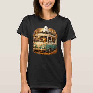 Vintage Halloween Camper with Dog Cat and Cute  T-Shirt