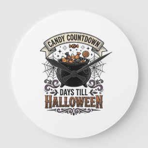Vintage Halloween Candy Countdown Shirt Design_1 Large Clock