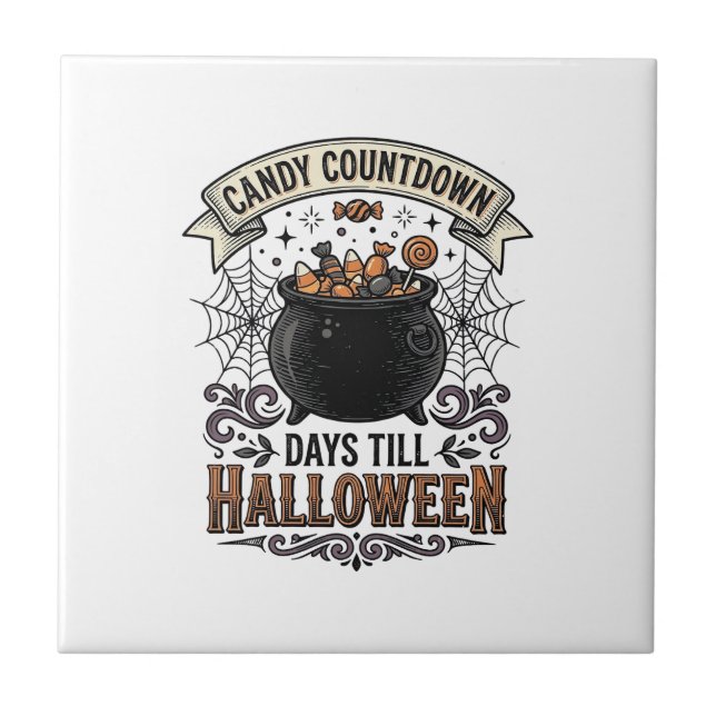 Vintage Halloween Candy Countdown Shirt Design_1 Tile (Front)