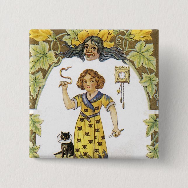 Vintage Halloween Card 2 Inch Square Button (Front)