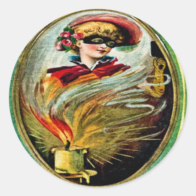 Vintage Halloween Card Sticker (Front)