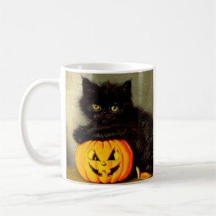 Vintage Halloween Cat and Jack-o’-lantern Coffee Mug