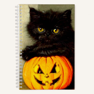 Vintage Halloween Cat and Jack-o’-lantern Notebook
