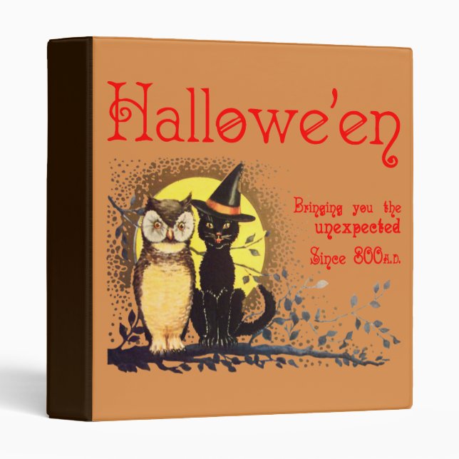 Vintage Halloween Cat and Owl Halloween Binder (Front/Spine)