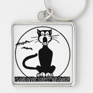 Vintage Halloween Cat Keychain
