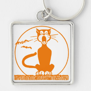 Vintage Halloween Cat Keychain