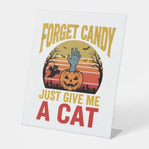 Vintage Halloween Cat Lover Funny Candy Shirt Desi Pedestal Sign