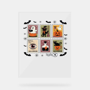 Vintage Halloween Cat Postage Stamp Collection T-s Acrylic Sign
