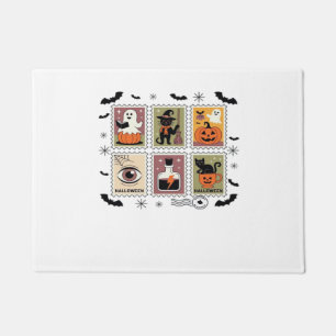 Vintage Halloween Cat Postage Stamp Collection T-s Doormat