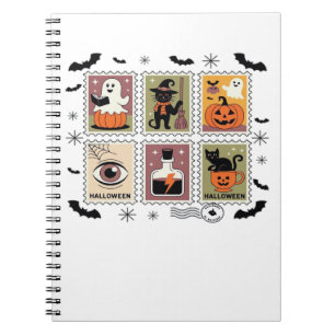 Vintage Halloween Cat Postage Stamp Collection T-s Notebook