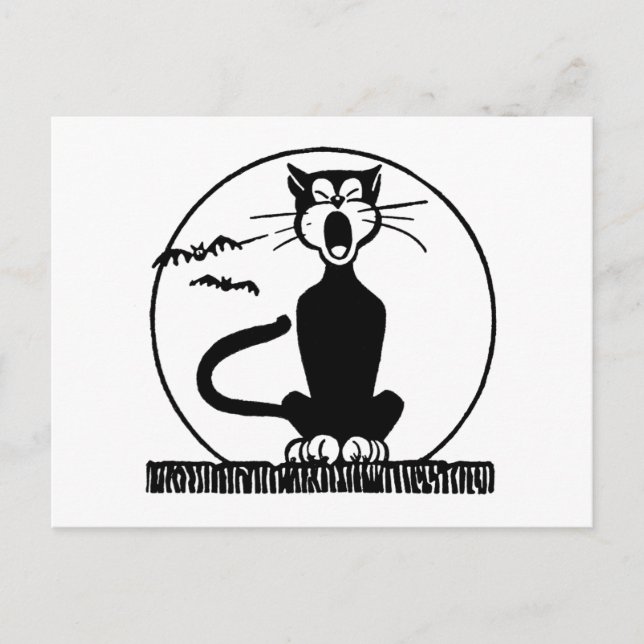 Vintage Halloween Cat Postcard (Front)