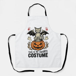 Vintage Halloween Cat Pumpkin Costume Shirt Design Apron