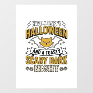 Vintage Halloween Cat Scary Dark Night Design_1 Window Cling