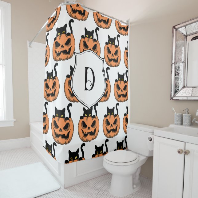 Vintage Halloween Cat Spooky Pattern Personalized (In Situ)