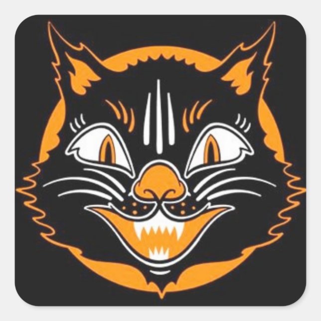 Vintage Halloween Cat Stickers (Front)