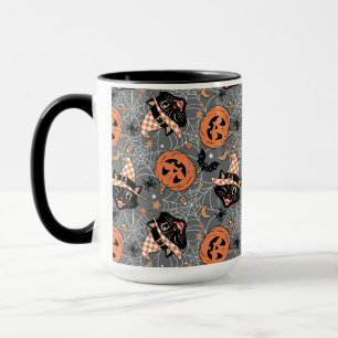 Vintage Halloween Cats and Pumpkins Pattern Mug