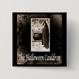 Vintage Halloween Cauldron 2 Inch Square Button