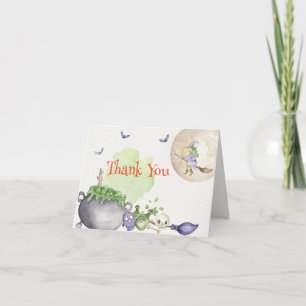 Vintage Halloween Cauldron Baby is Brewing Shower Thank You Card