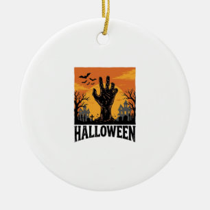 Vintage Halloween Cemetery Zombie Hand Shirt Desig Ceramic Ornament